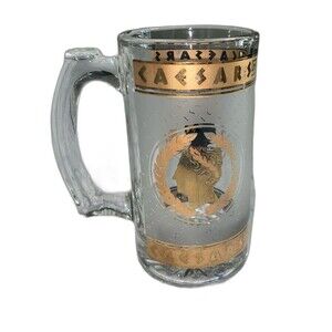 Vintage Caesar’s Hotel Casino Frosted  Glass Graphic Beer Mug.